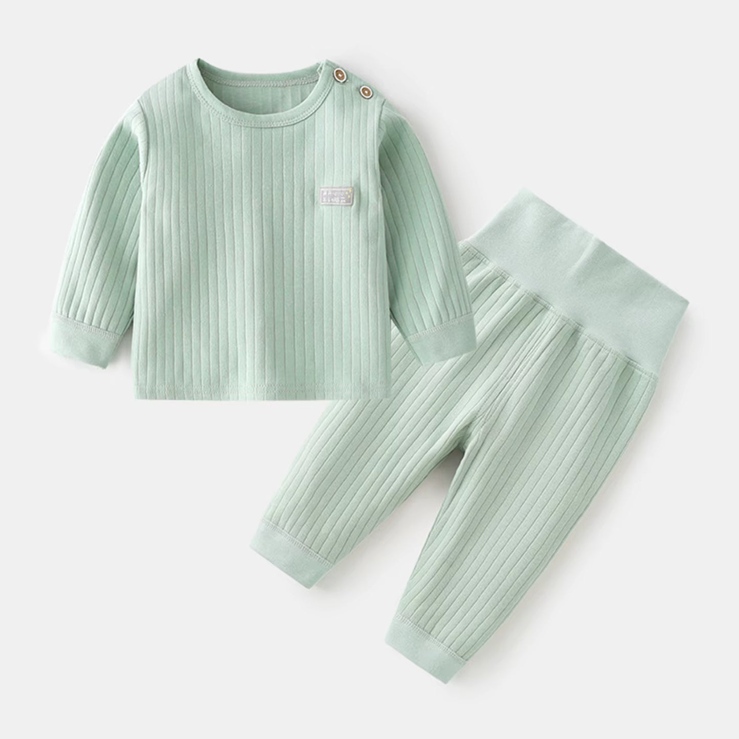 Cozynest – Baby Thermal Underwear Pajama Set in Soft Candy Colors