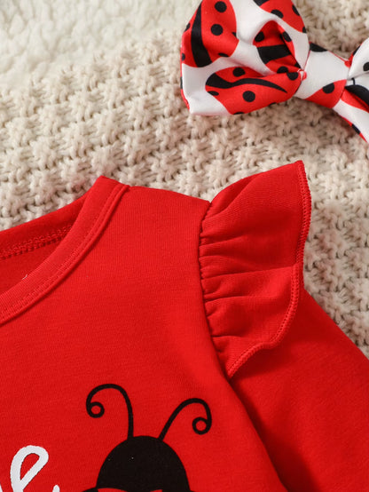Ladylove – 3-Piece Baby Girl Outfit with Ladybird Bodysuit, Pants & Headband