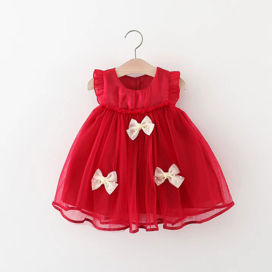 Cloudwhimsy – Flying Sleeve Princess Dress with Bow for Little Girls