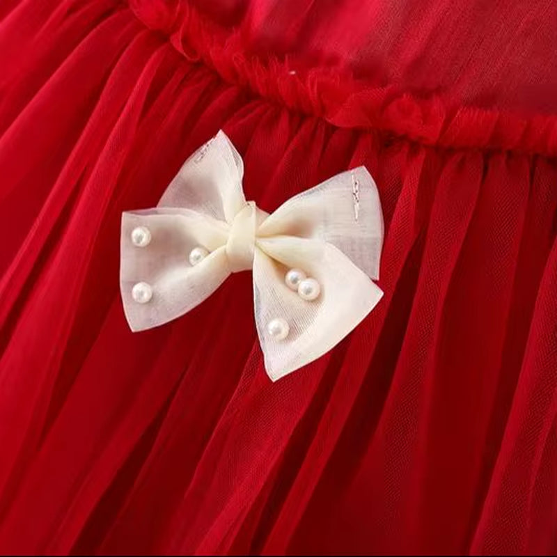 Cloudwhimsy – Flying Sleeve Princess Dress with Bow for Little Girls