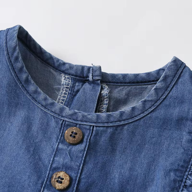 Sunlace Denim – Baby Girl Lace Romper for Summer Birthdays
