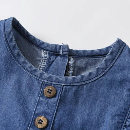 Sunlace Denim – Baby Girl Lace Romper for Summer Birthdays